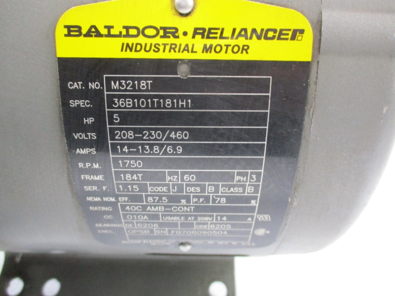 BALDOR M3218T 208-230/460V 14-13.8/6.9A UNMP