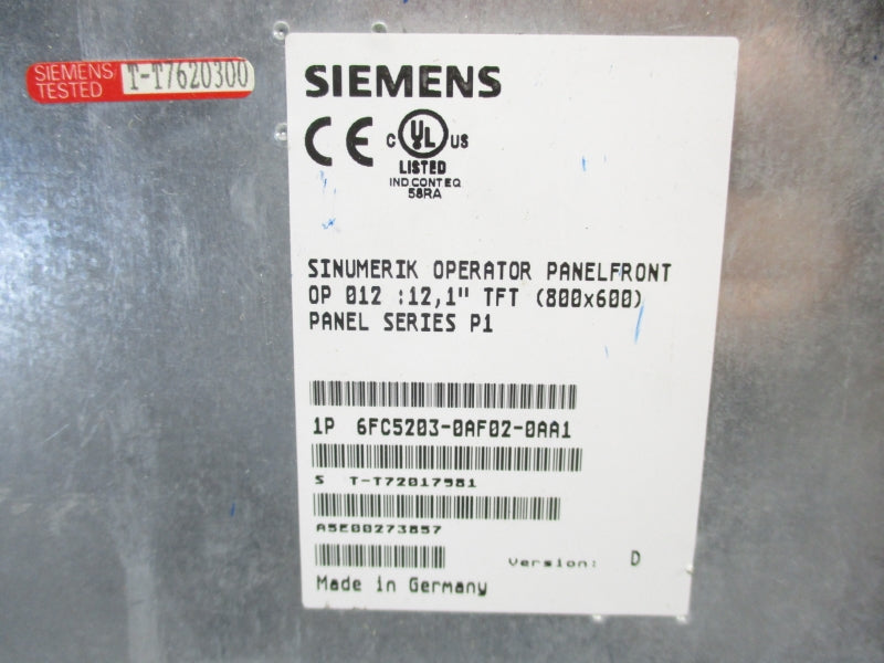 SIEMENS 6FC5203-0AF02-0AA1 12.1" UNMP