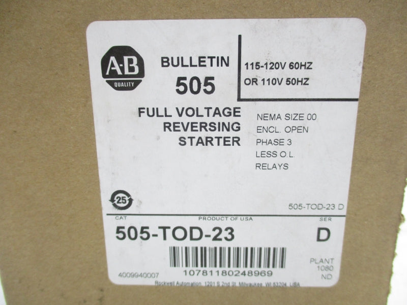 ALLEN BRADLEY 505-TOD-23 SER. D 110/115-120V (BR/WH) NSFS