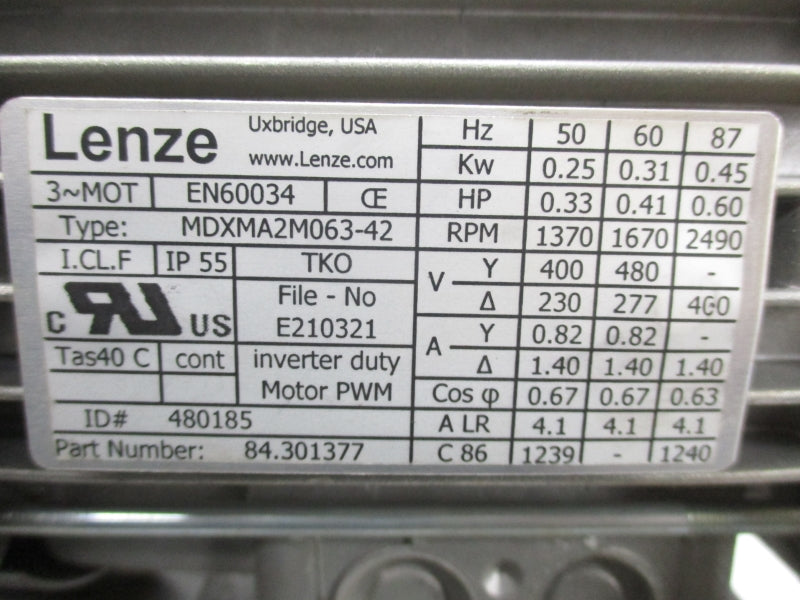 LENZE MDXMA2M063-42 84.301377 480V 0.82A NSNP