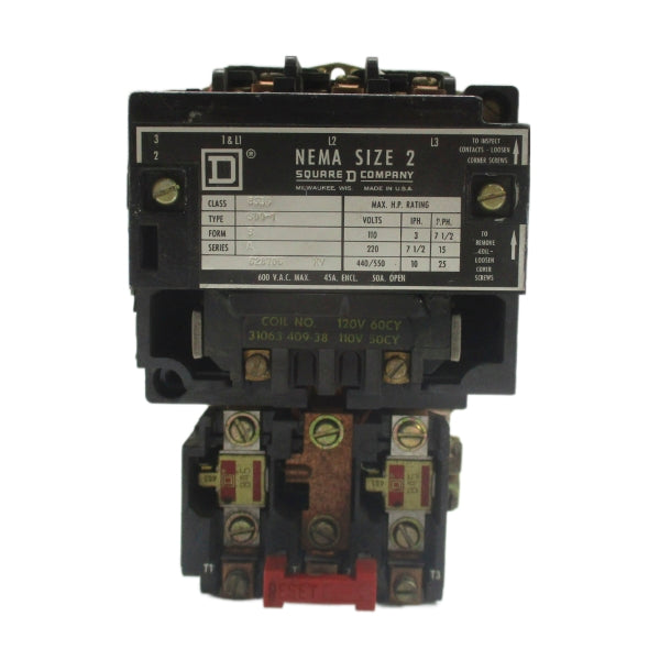 SQUARE D 8536SDO1V02S SER. A 110/120V 50A UNMP