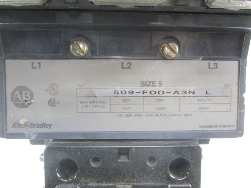 ALLEN BRADLEY 509-FOD-A3N SER. L 110/115-120V 270A UNMP