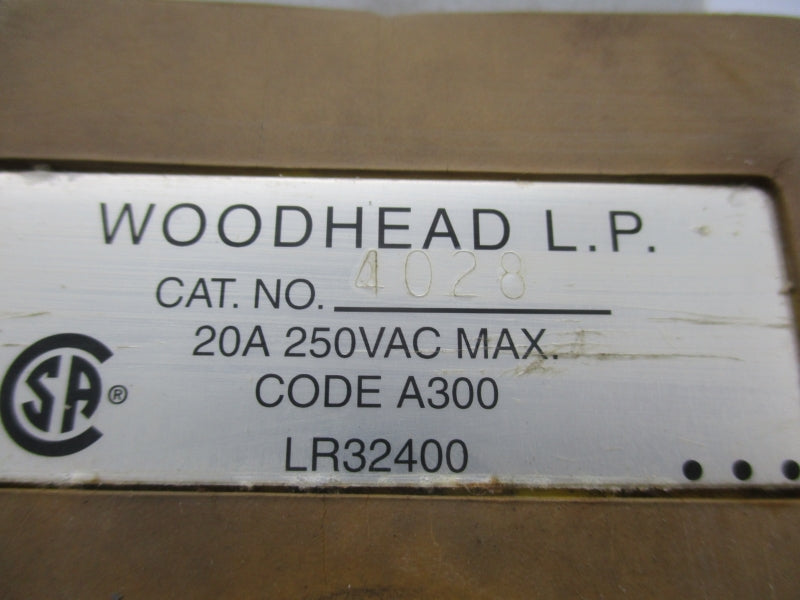 WOODHEAD 4028 208002A01F120 250VAC 20A UNMP