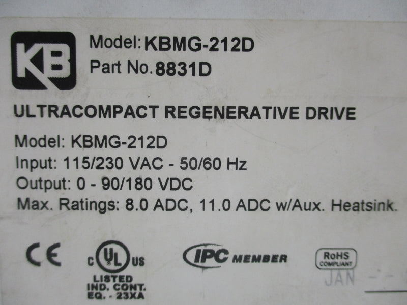 KB ELECTRONICS KBMG-212D 8831D 115/230VAC NSMP