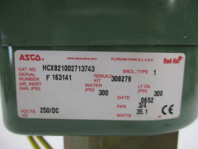 ASCO HCX821002713743 250VDC 300PSI NSNP