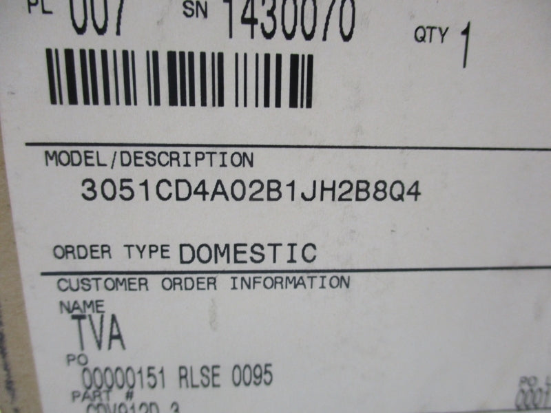 ROSEMOUNT 3051CD4A02B1JH2B804 10.5-55VDC 0-300PSI NSMP