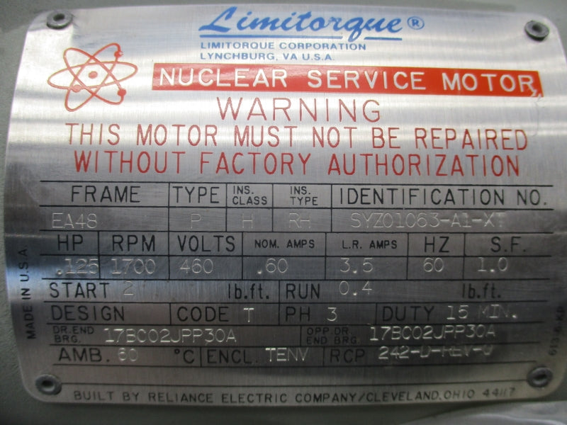 LIMITORQUE SYZ01063-A1-XT 460V .60A NSNP