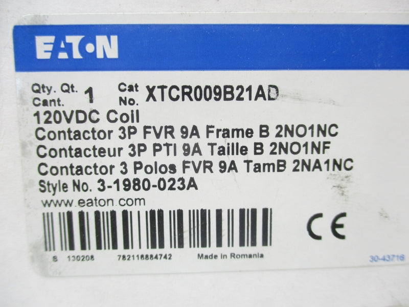 EATON XTCR009B21AD 3-1980-023A 120VDC 20A NSMP