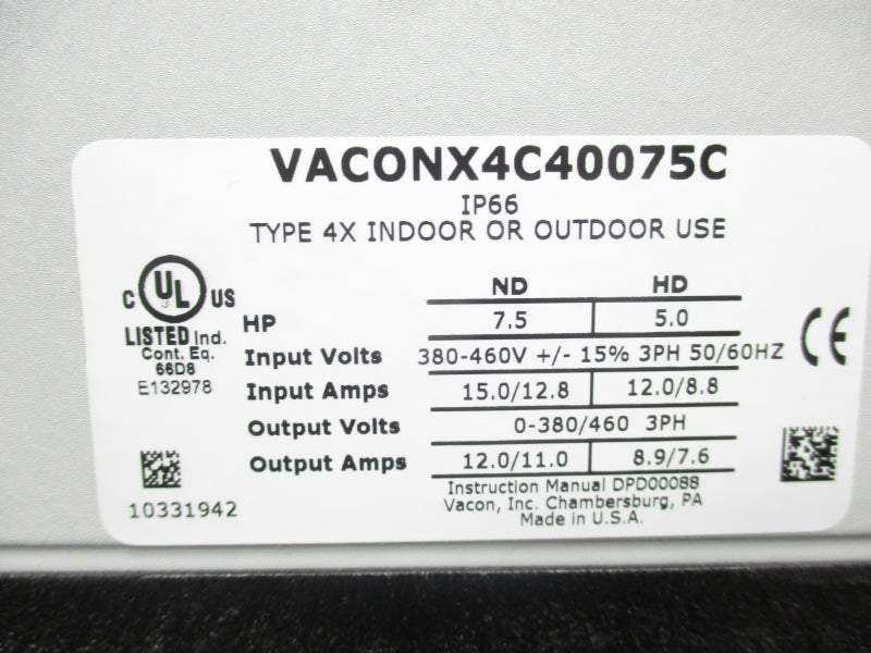 VACON VACONX4C40075C 380-460V 15.0/12.8A NSMP