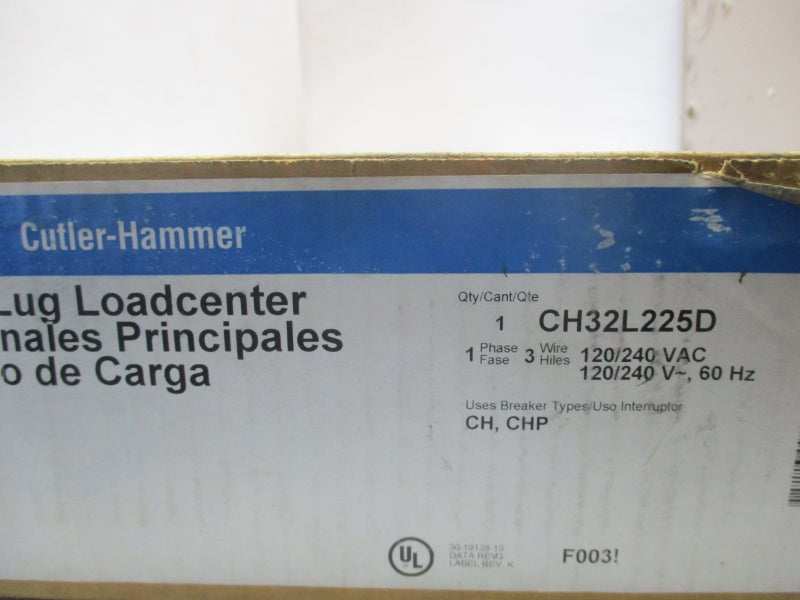 CUTLER HAMMER CH32L225D 120/240VAC 225A (AS PICTURED) NSMP