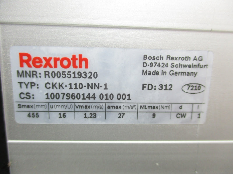 REXROTH R005519320 CKK-110-NN-1 1.23V 27A NSNP