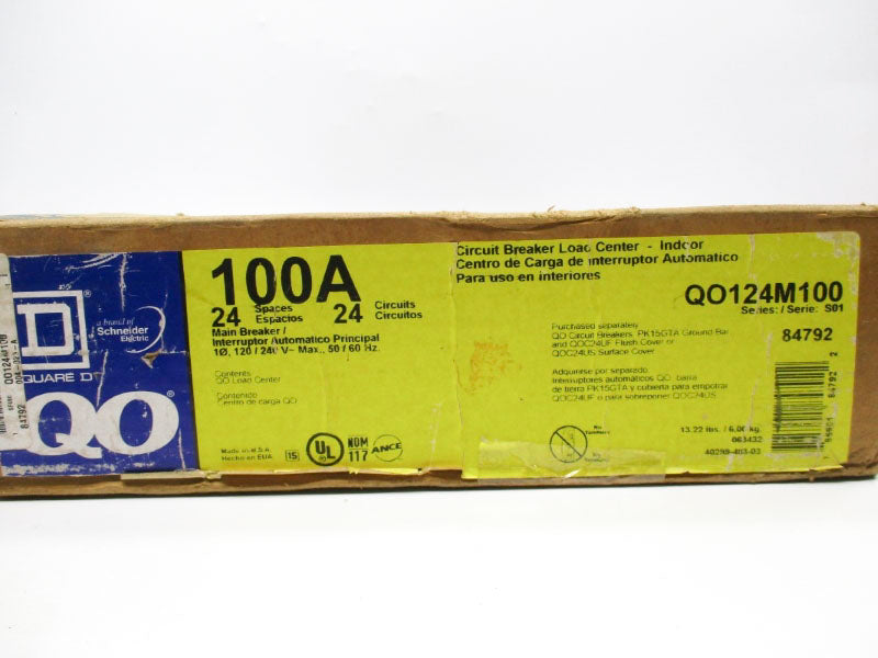 SQUARE D QO124M100 SER. S01 120/240V 100A NSMP