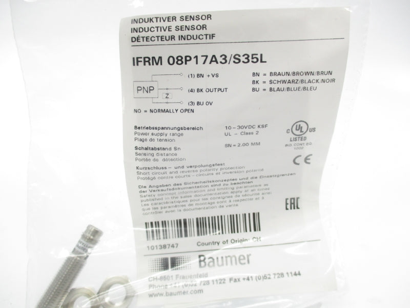 BAUMER ELECTRIC IFRM08P17A3/S35L 10-30VDC NSMP