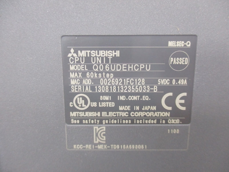 MITSUBISHI Q06UDEHCPU 5VDC 0.49A NSNP