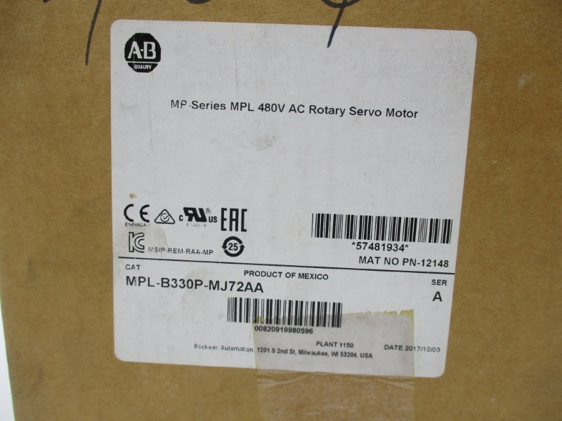 ALLEN BRADLEY MPL-B330P-MJ72AA SER. A 480VAC DATE: 2017 NSFS