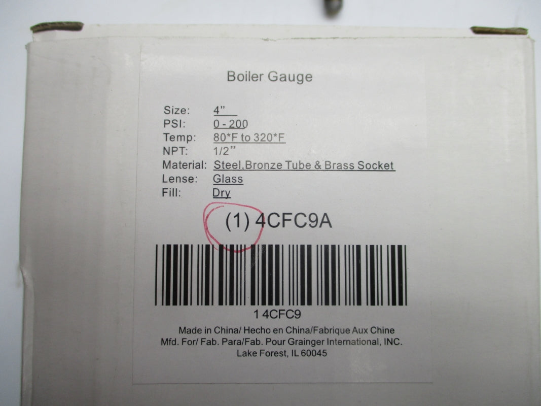 GRAINGER 4CFC9A 0-200PSI 80-320'F 1/2" NSMP