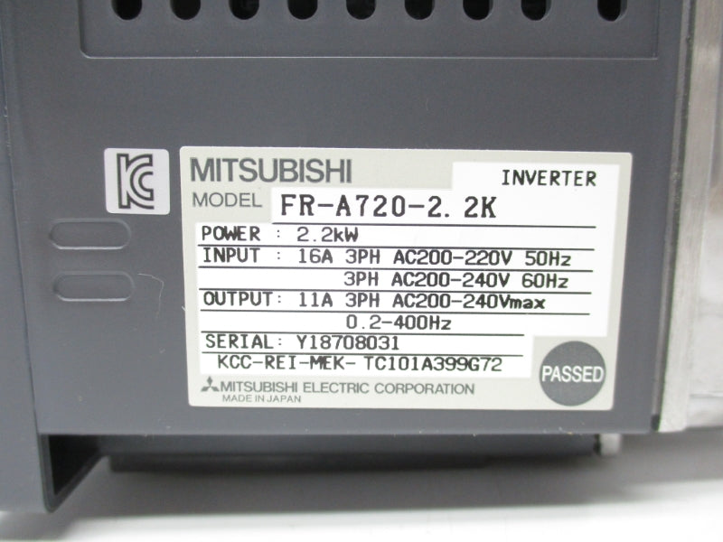 MITSUBISHI FR-A720-2.2K 200-240VAC 16A NSMP