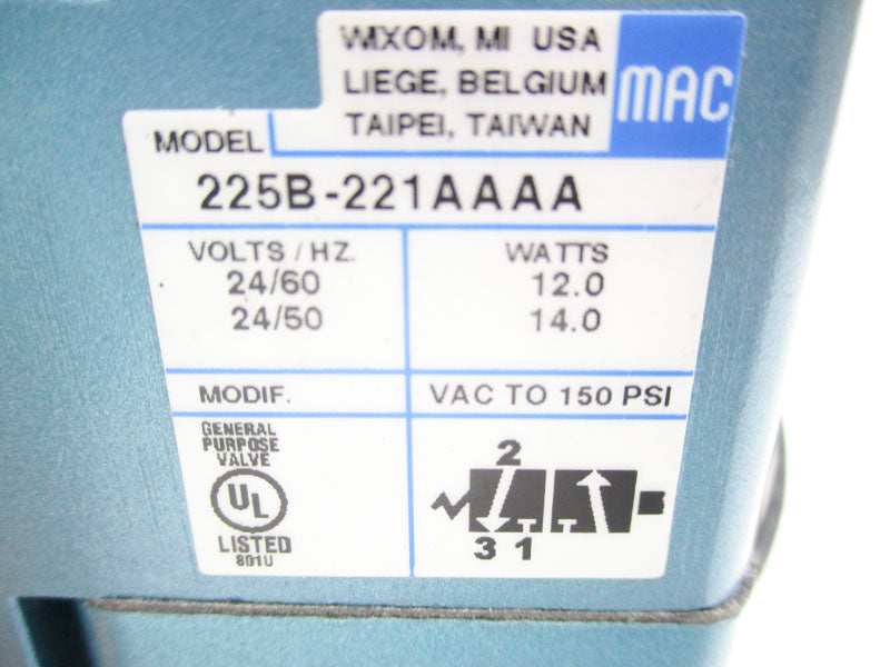MAC 225B-221AAAA 24V 150PSI NSNP