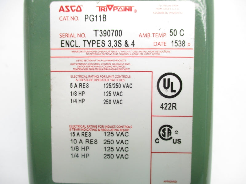 ASCO PG11B/RJ10A21 125/250VAC 5A 500PSI NSNP
