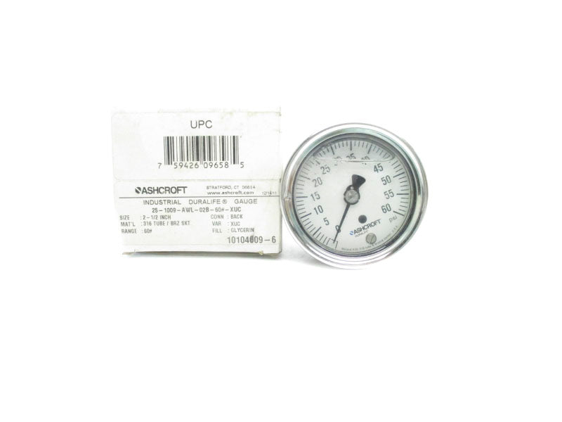ASHCROFT 25-1009-AWL-02B-60#-XUC 0-60PSI 2-1/2" NSMP