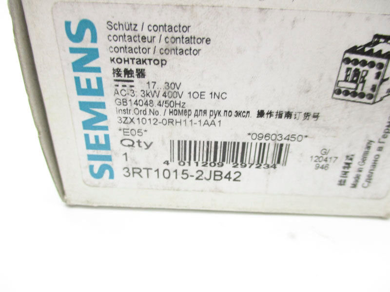 SIEMENS 3RT1015-2JB42 17-30VDC 18A NSMP