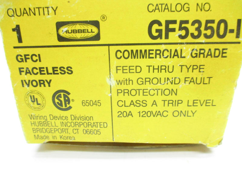 HUBBELL GF5350-I 120VAC 20A (AS PICTURED) NSMP