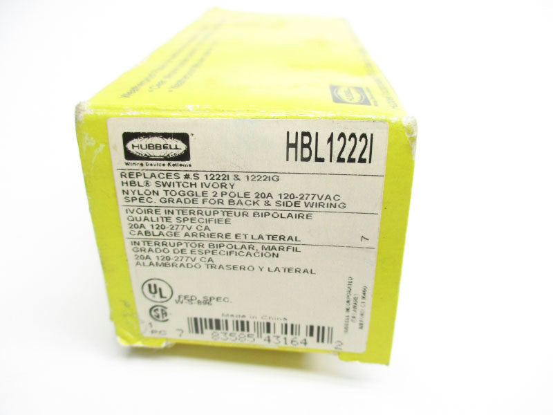 HUBBELL HBL1222I 120-277VAC 20A NSMP