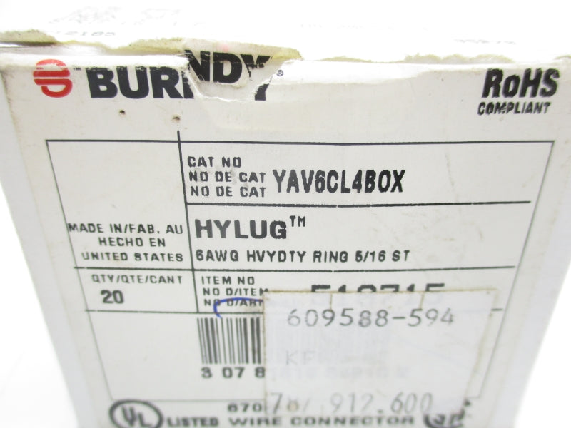 BURNDY YAV6CL4BOX (PKG OF 20) NSMP