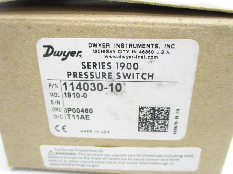 DWYER 114030-10 1910-0 480VAC 15A 45INWC NSMP