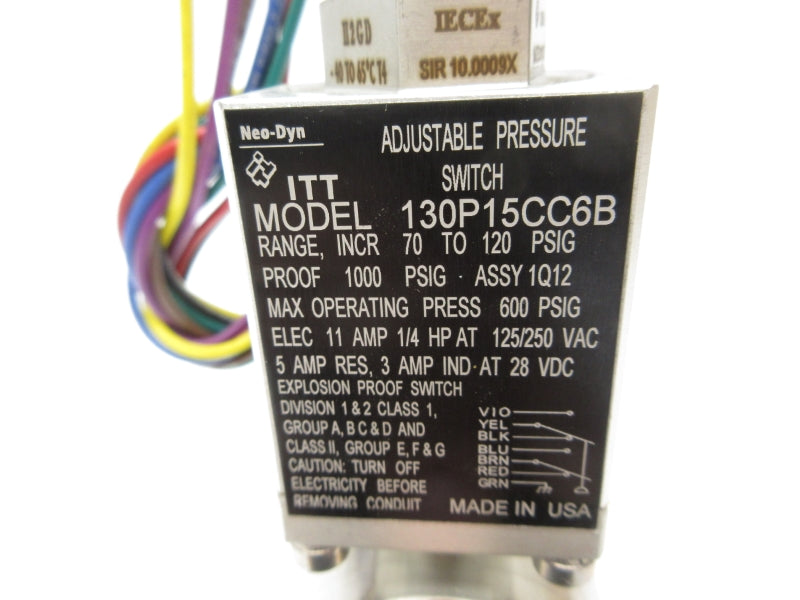 ITT 130P15CC6B 125/250VAC 11A 600PSI NSNP