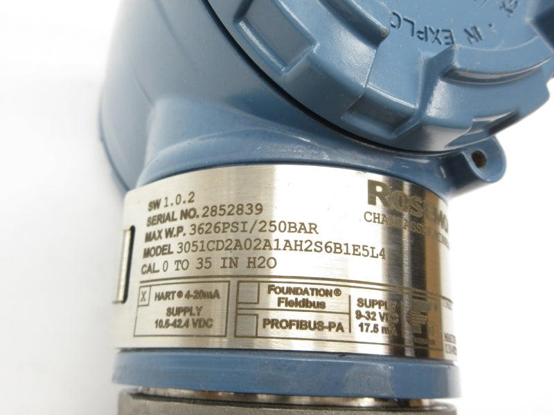 ROSEMOUNT 3051CD2A02A1AH2S6B1E5L4 10.5-42.4VDC 3626PSI NSNP