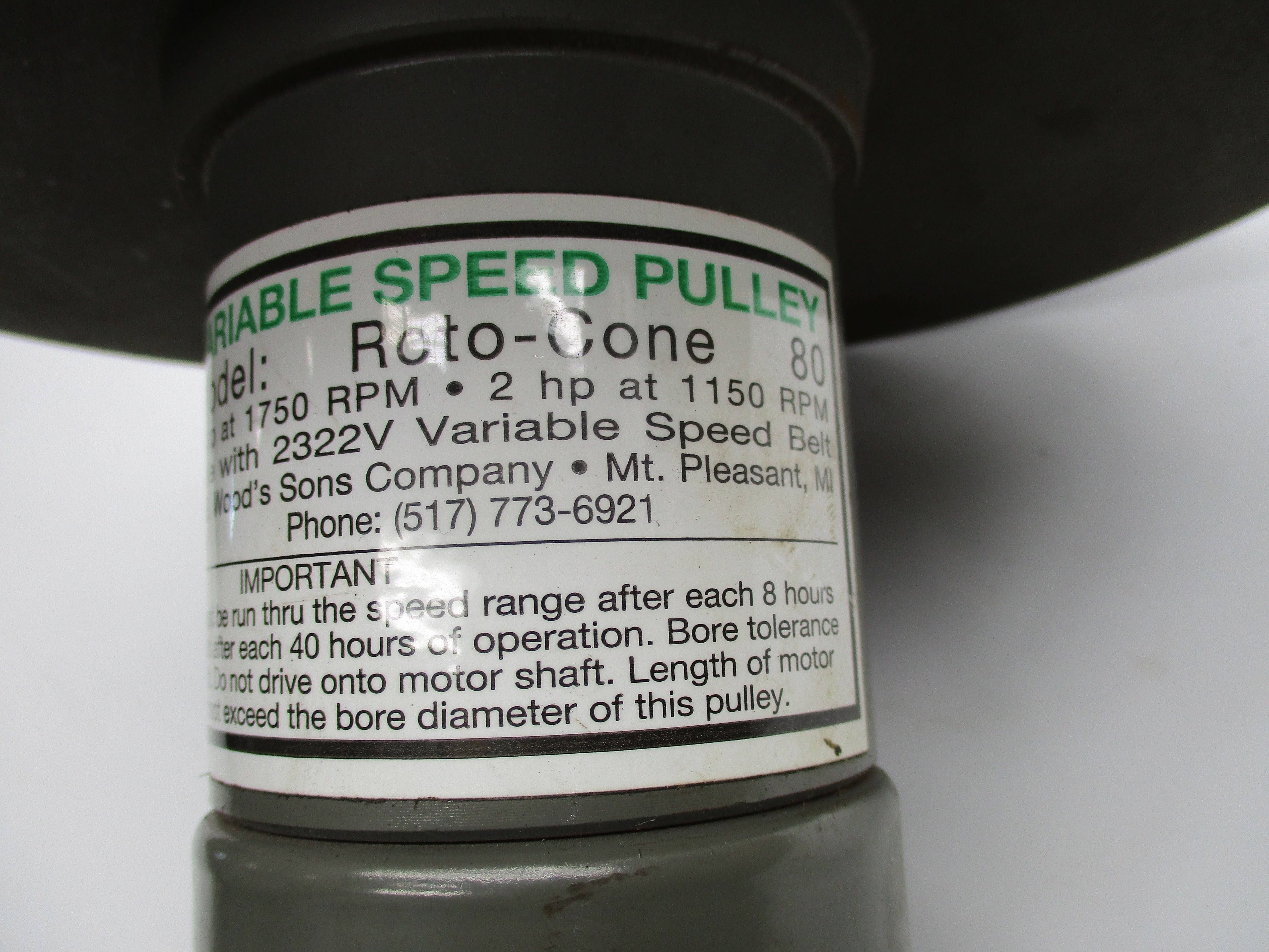 TB WOODS ROTO-CONE-80 2322V UNMP