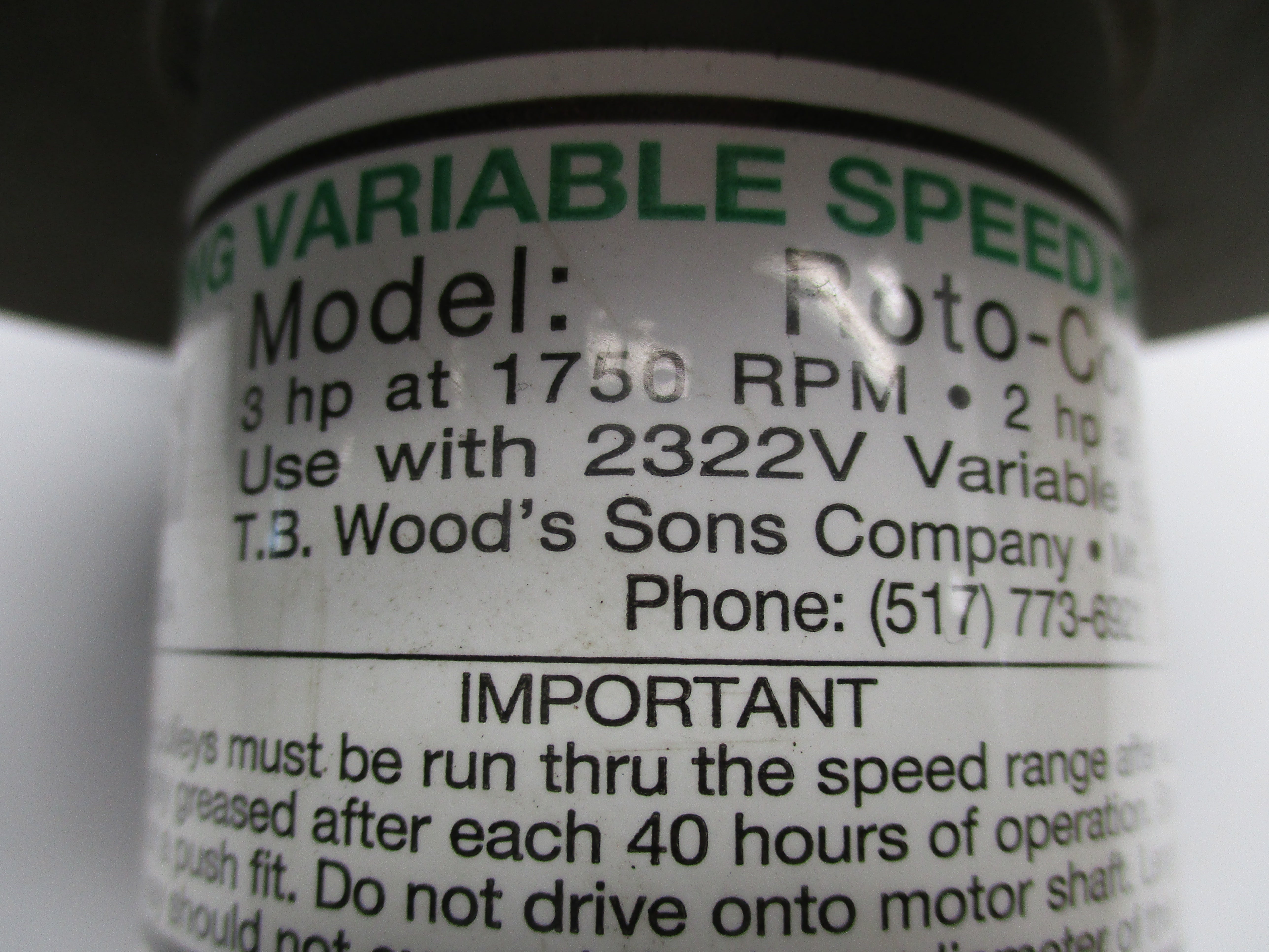 TB WOODS ROTO-CONE-80 2322V UNMP