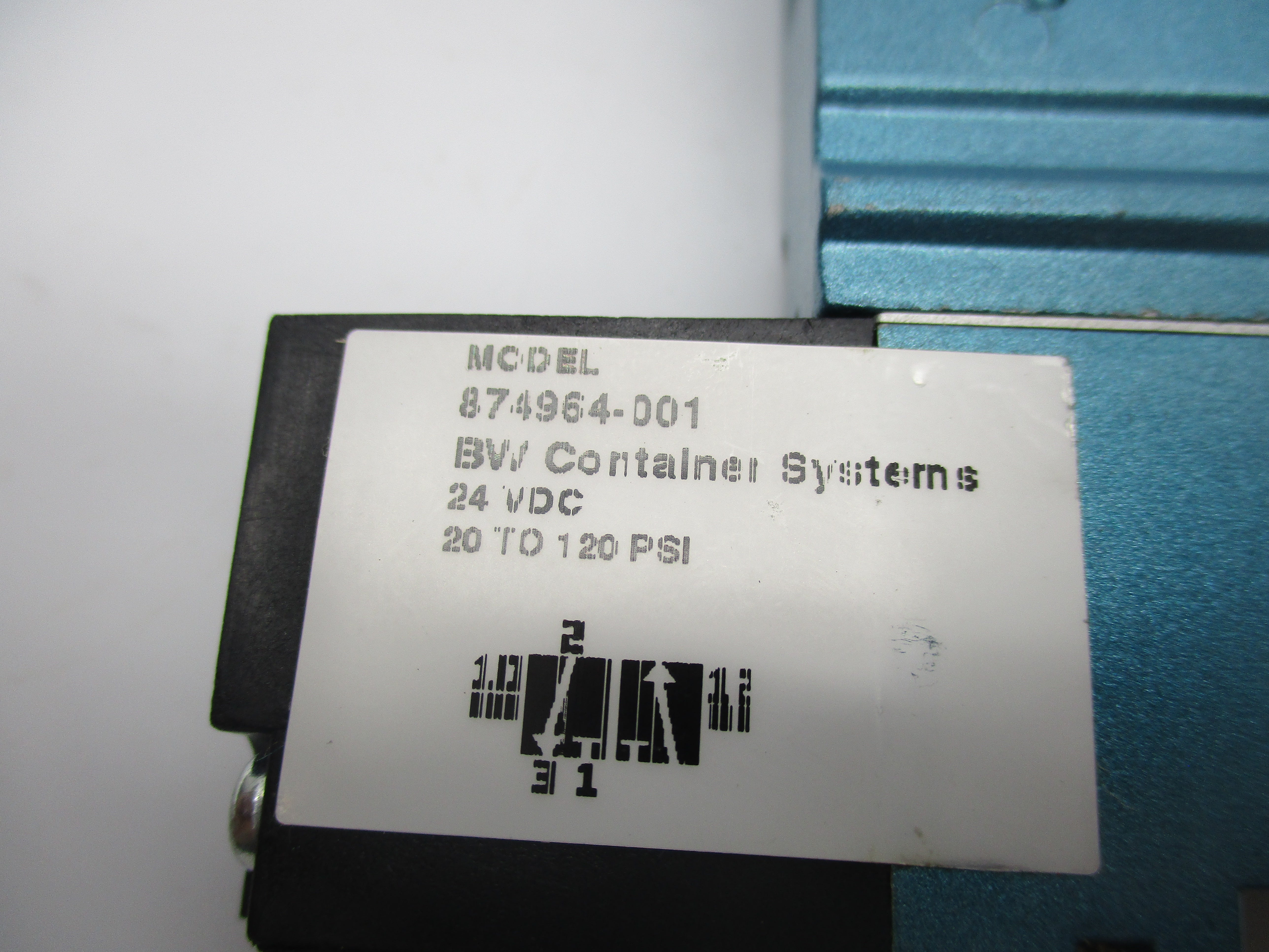 BW CONTAINER SYSTEMS 874964-001 24VDC 20-120PSI NSNP