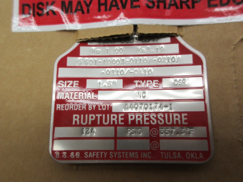 BS&B SAFETY SYTEMS A4070174-1 134PSI 357.3'F 1.5" NSMP