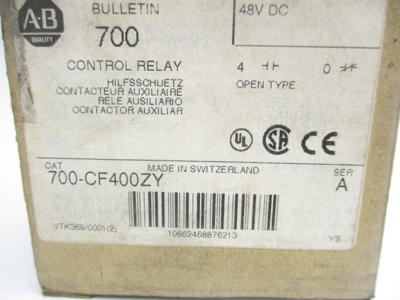 ALLEN BRADLEY 700-CF400ZY SER. A 48VDC 25A (BR/WH) NSNP