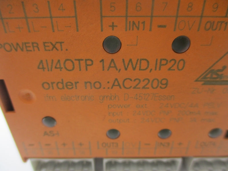 IFM EFECTOR 4I/4OTP1A,WD,IP20 AC2209 24VDC 4A UNMP