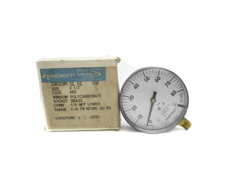 ASHCROFT 35W1005PH-02L-XUL-100# 0/80PSI 250PSI 3-1/2" NSMP
