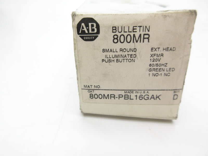 ALLEN BRADLEY 800MR-PBL16GAK SER. D 120V (WH) NSMP