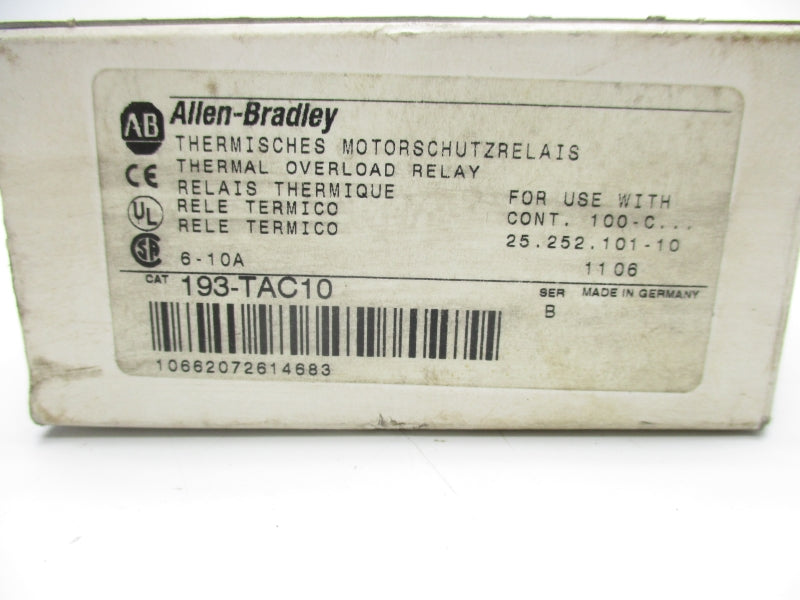 ALLEN BRADLEY 193-TAC10 SER. B 6000V 6-10A (WH) NSMP