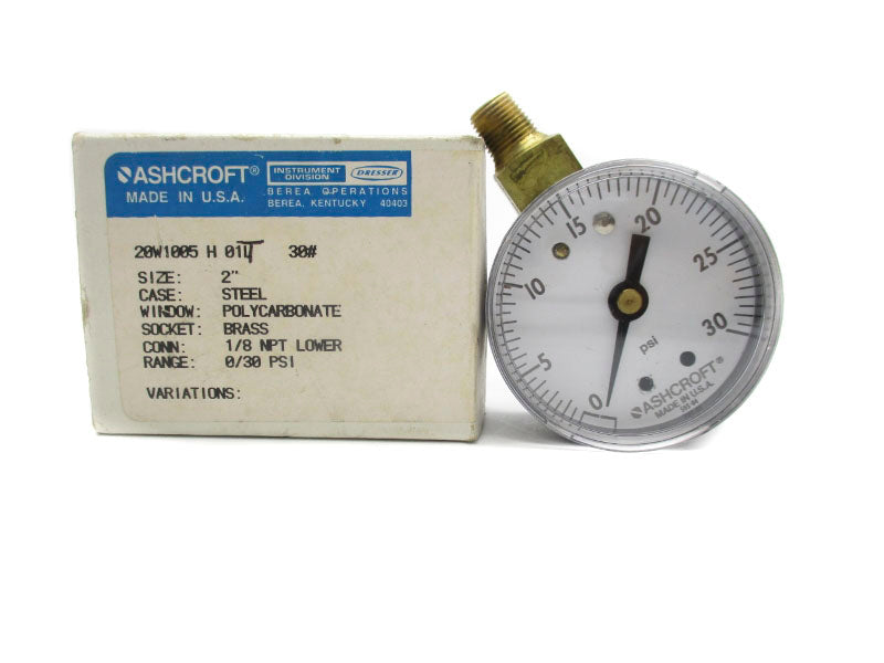 ASHCROFT 20W1005H01L30# 0-30PSI 2" NSMP