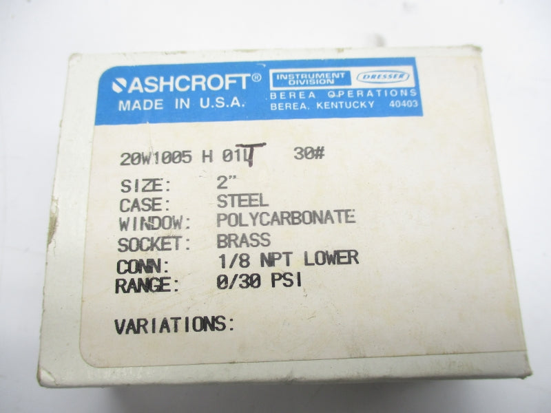 ASHCROFT 20W1005H01L30# 0-30PSI 2" NSMP