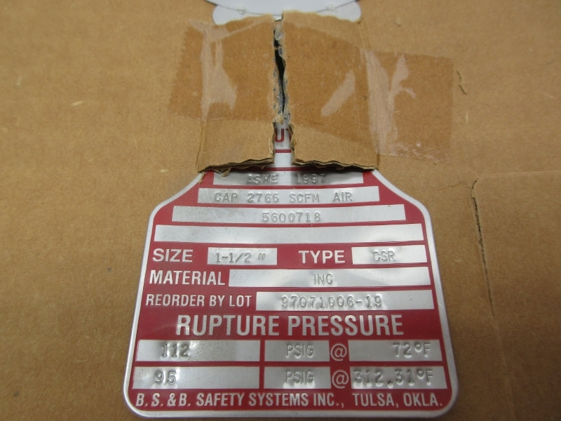 BS&B SAFETY SYSTEMS 97071006-19 112PSI 72'F 1-1/2" NSMP