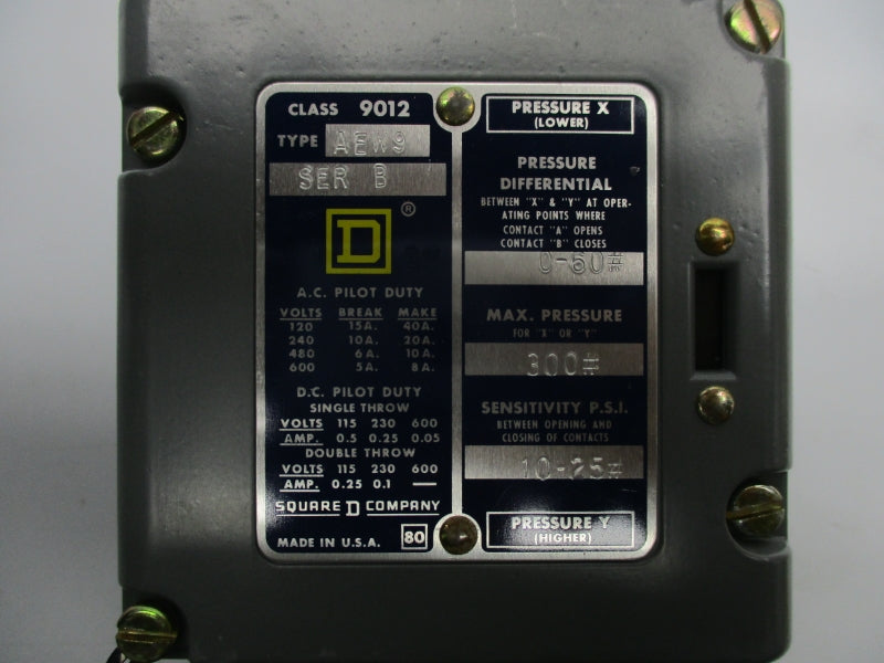 SQUARE D 9012AEW9 SER. B 600V 8A NSNP