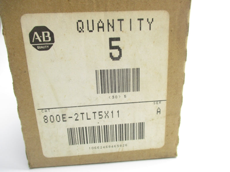 ALLEN BRADLEY 800E-2TLT5X11 SER. A 120/110V (PKG OF 5) (BR/WH) NSMP