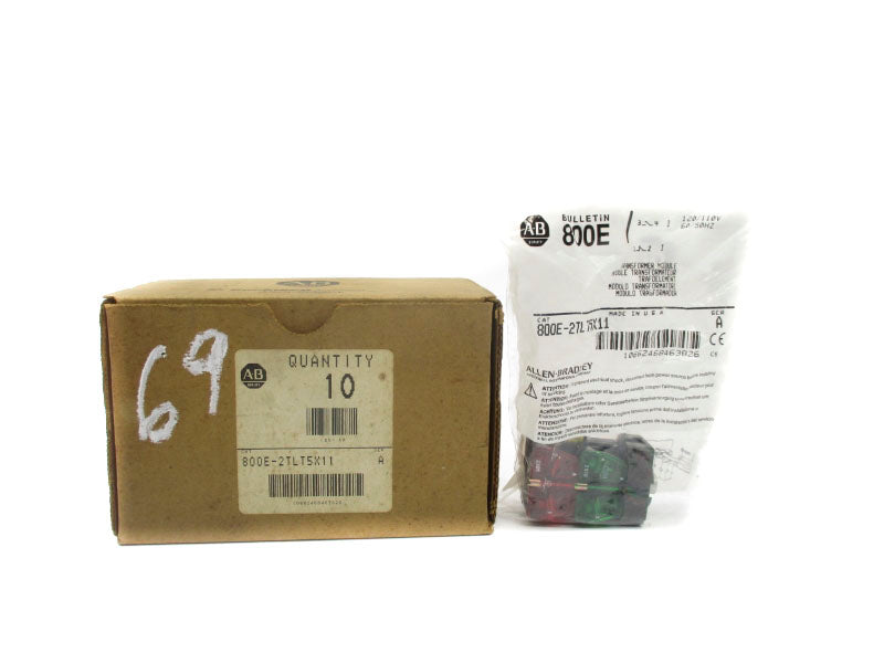 ALLEN BRADLEY 800E-2TLT5X11 SER. A 120/110V (PKG OF 10) (BR/WH) NSMP