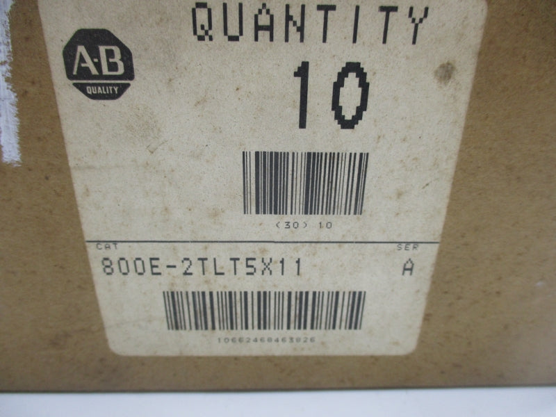 ALLEN BRADLEY 800E-2TLT5X11 SER. A 120/110V (PKG OF 10) (BR/WH) NSMP