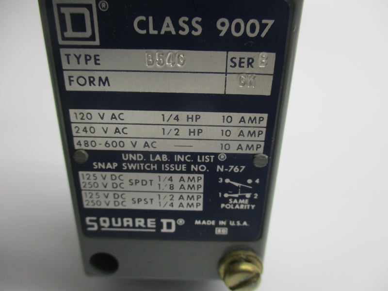 SQUARE D 9007B54G SER. B 480-600VAC 10A NSNP