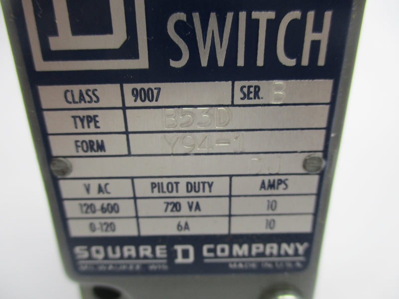 SQUARE D 9007B53D SER. B 120-600VAC 10A NSNP