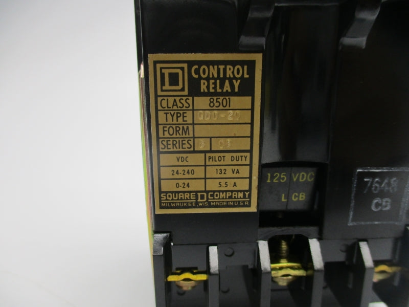SQUARE D 8501GDO20 SER. B 125VDC NSNP